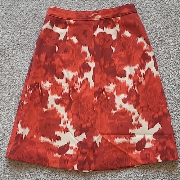 J.Crew Wool A-Line Button Front Skirt Women’s 00 Red Cream Floral - Picture 4 of 14
